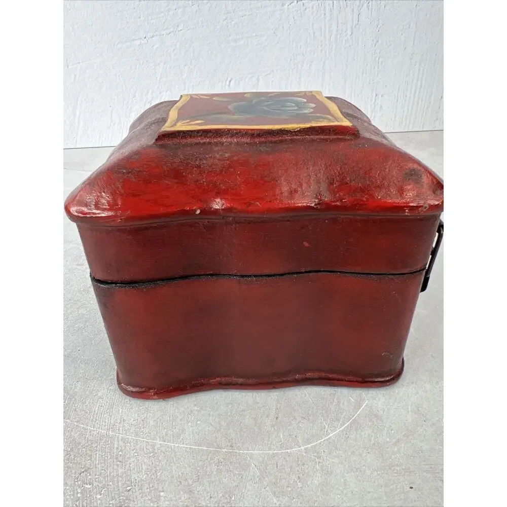 tole painted jewelry Storage‎ box 5”x4” MCM